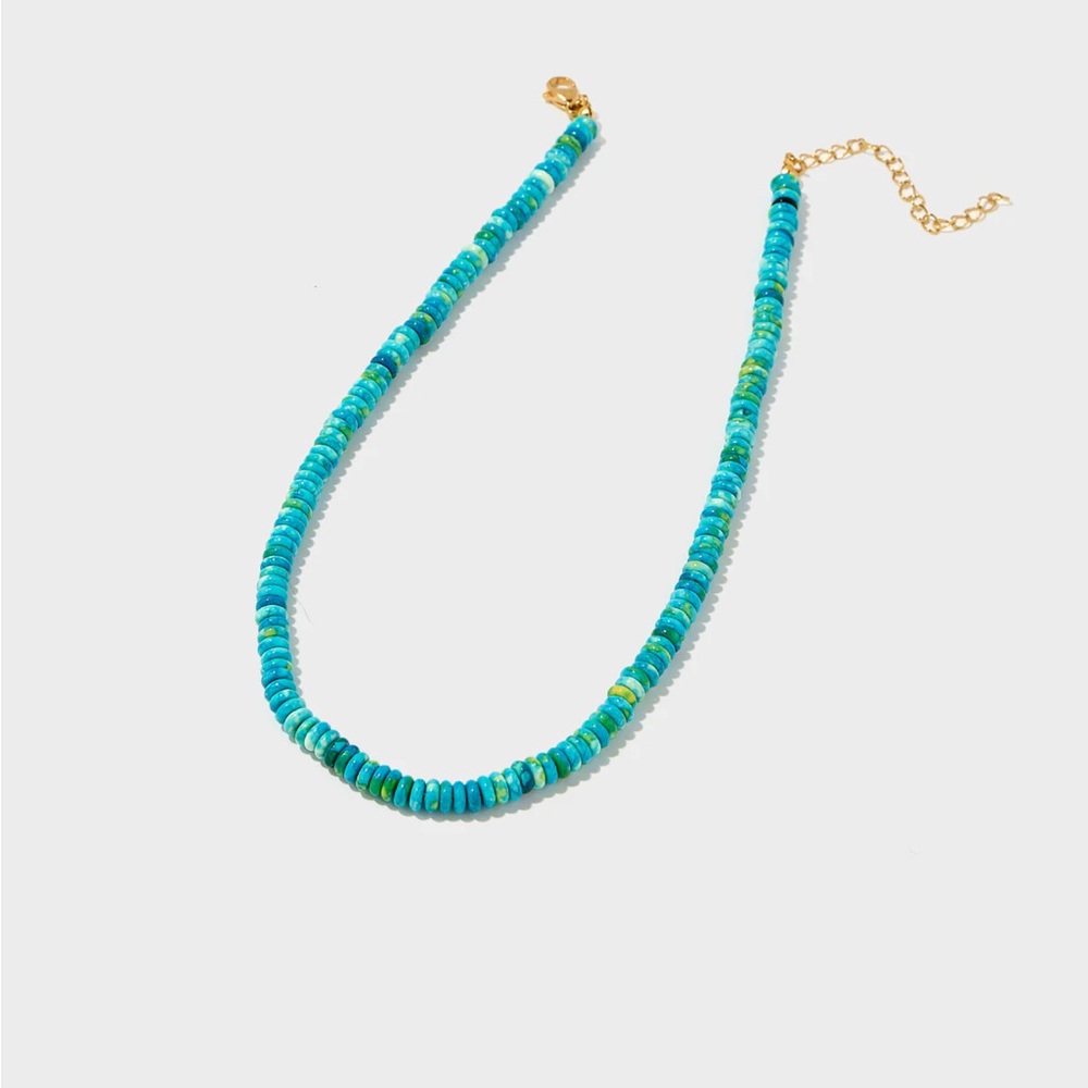 NWOT Allie + Bess Isla Necklace ✨ Turquoise Beaded Necklace with Gold Accents